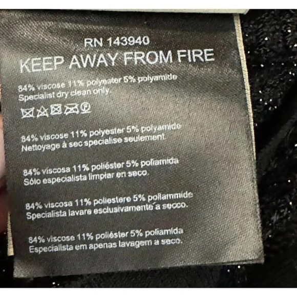 Roland Mouret metallic black knit semi-sheer sweater top womens size Medium - Picture 6 of 7